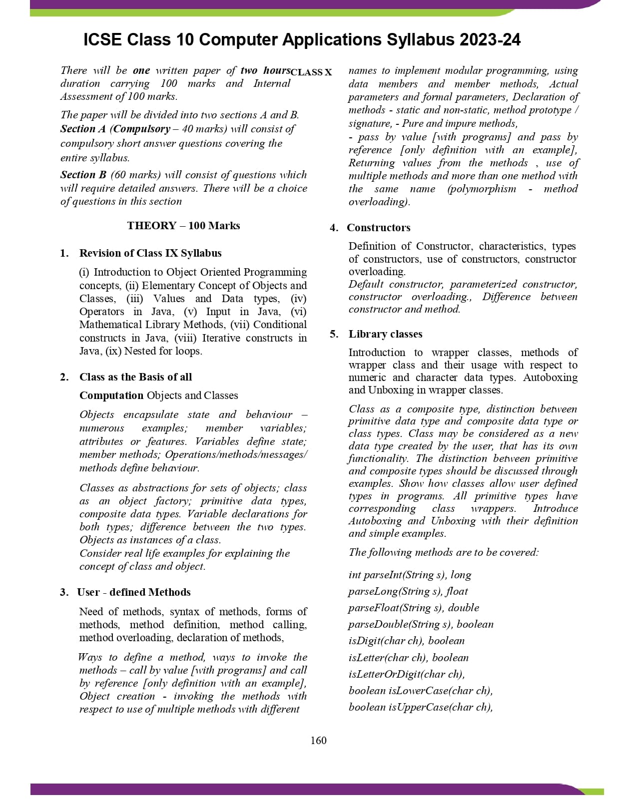 ICSE Class 10 Syllabus Part 1